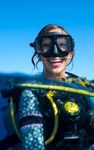 Woman SCUBA Diving in Ocean Koh Tao