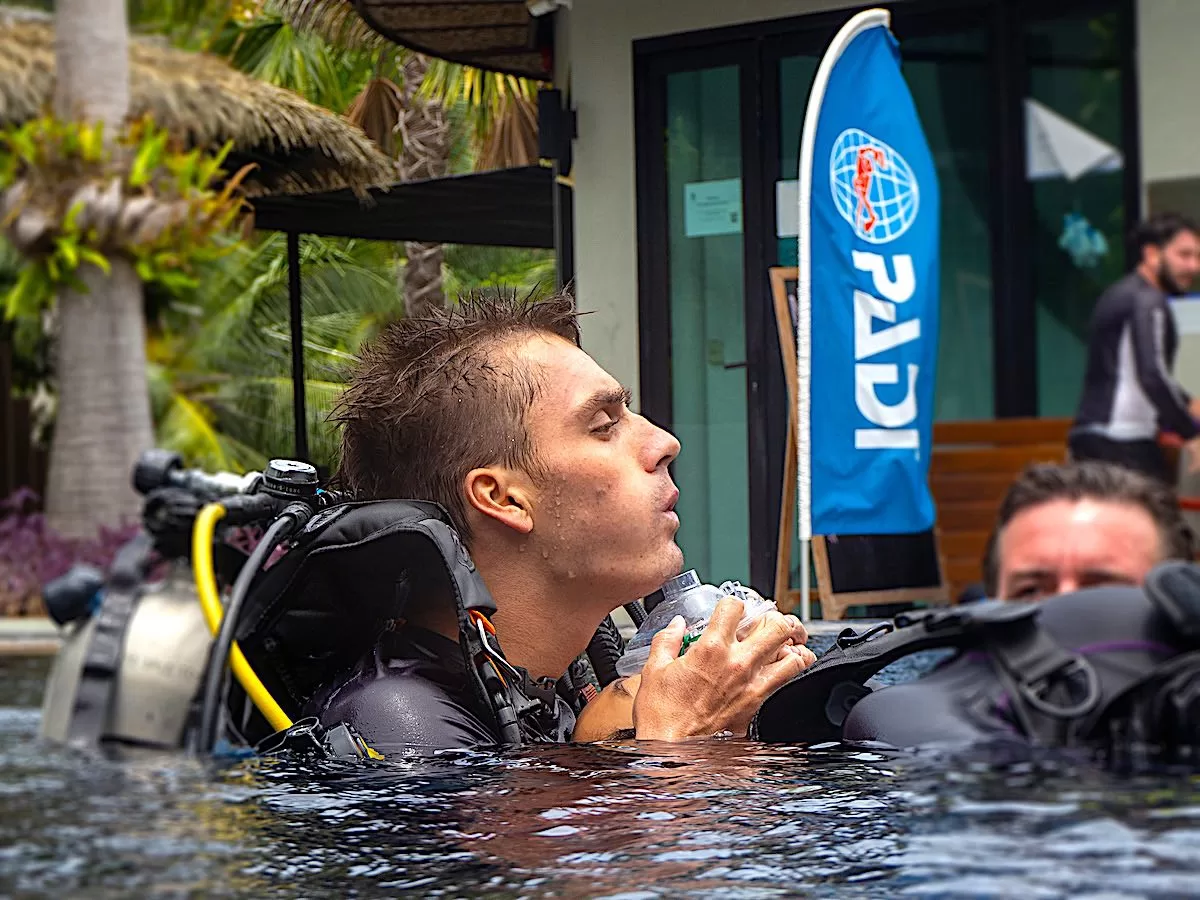 PADI Diving Instructor course in Thailand - IDC Candidates Rescue Skills in the Pool